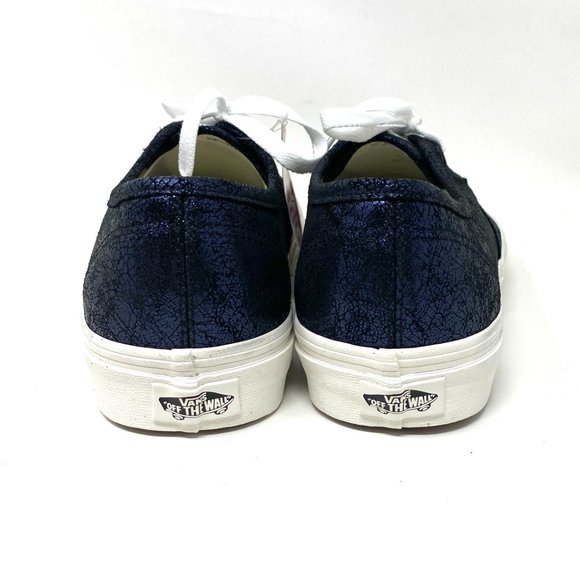 Vans Authentic Shoes Men's Size Low Top Skate Blue Cracked Leather VN0A5HZS9FK - Picture 5 of 11